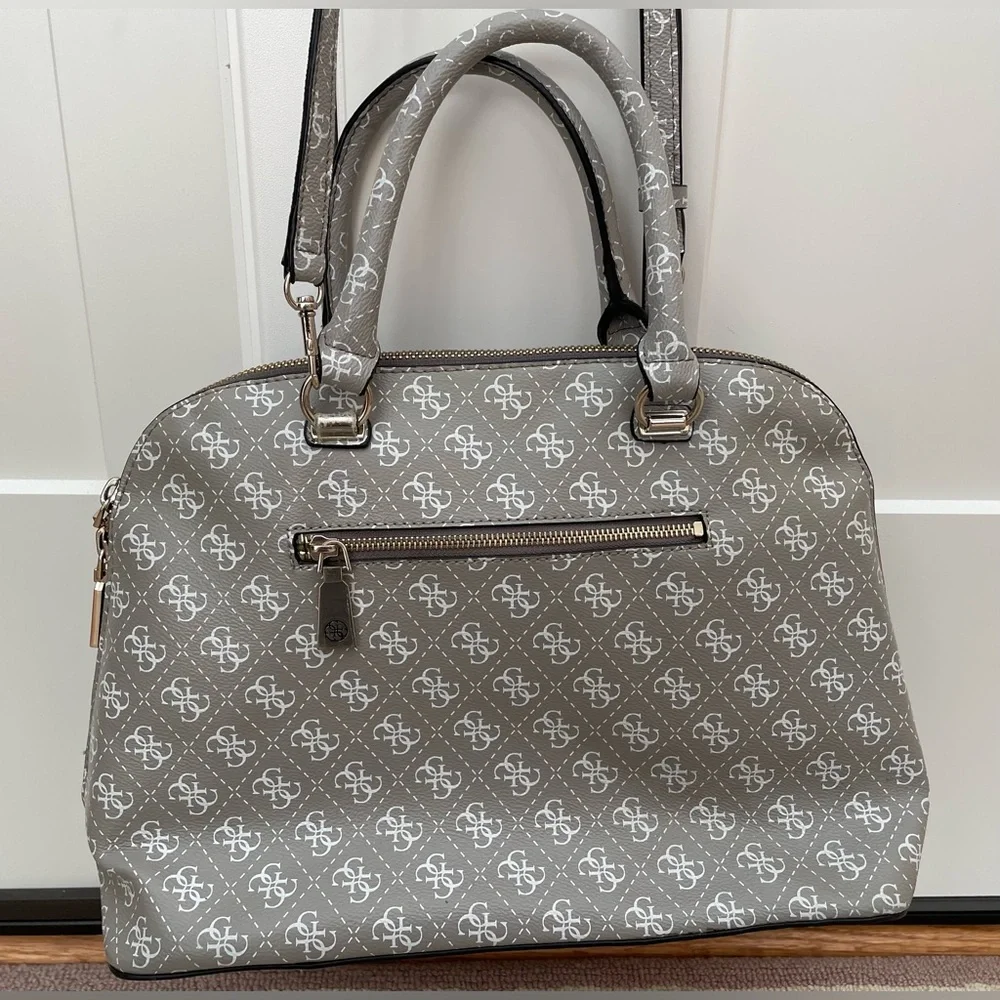 Vintage Guess gray crossbody bag purse Lena logo dome satchel 90’s y2k - Picture 3 of 10